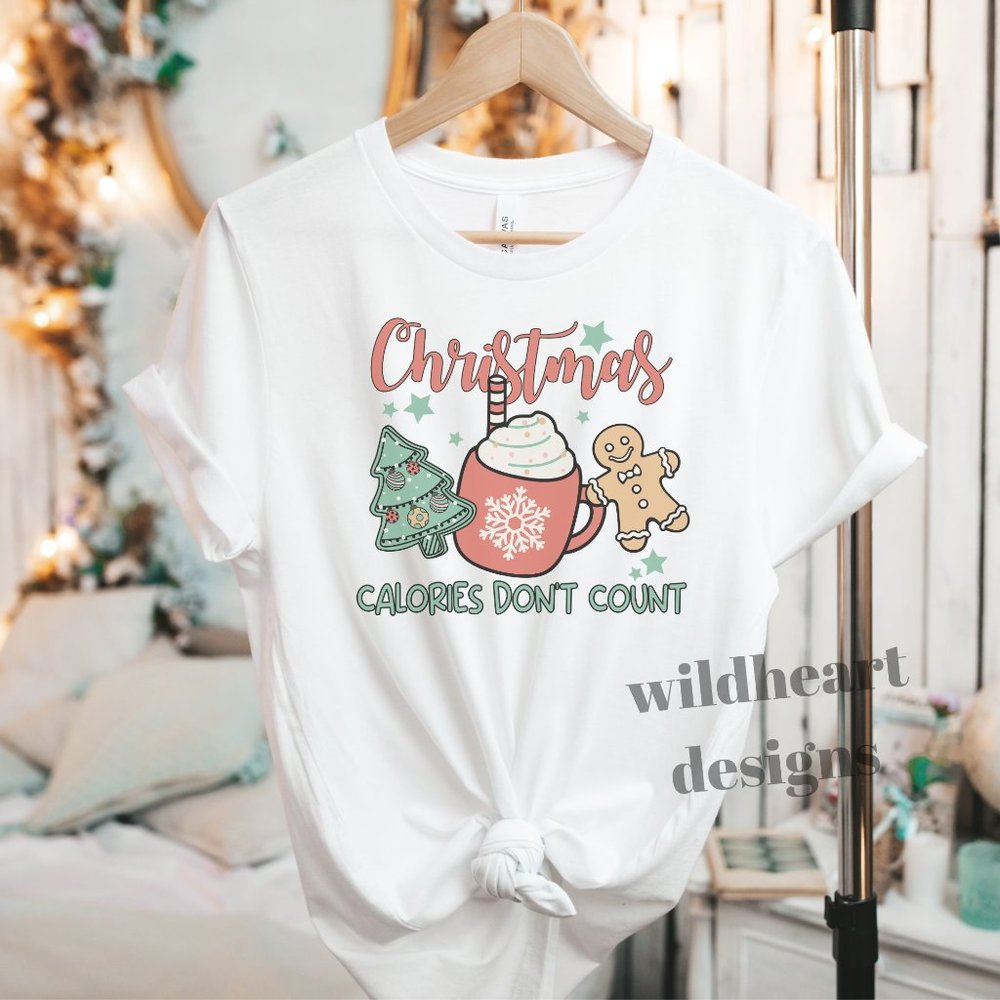 Christmas Calories Don't Count Christmas T-shirt, Unisex Sizes XS-2X